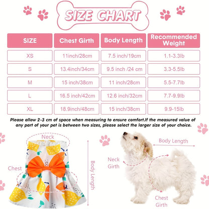 Dog Dress Floral Princess Bow – Cute Puppy Summer Dress for Small Dogs & Cats, Pink & Red Pet Dog Skirt with Bow Decoration
