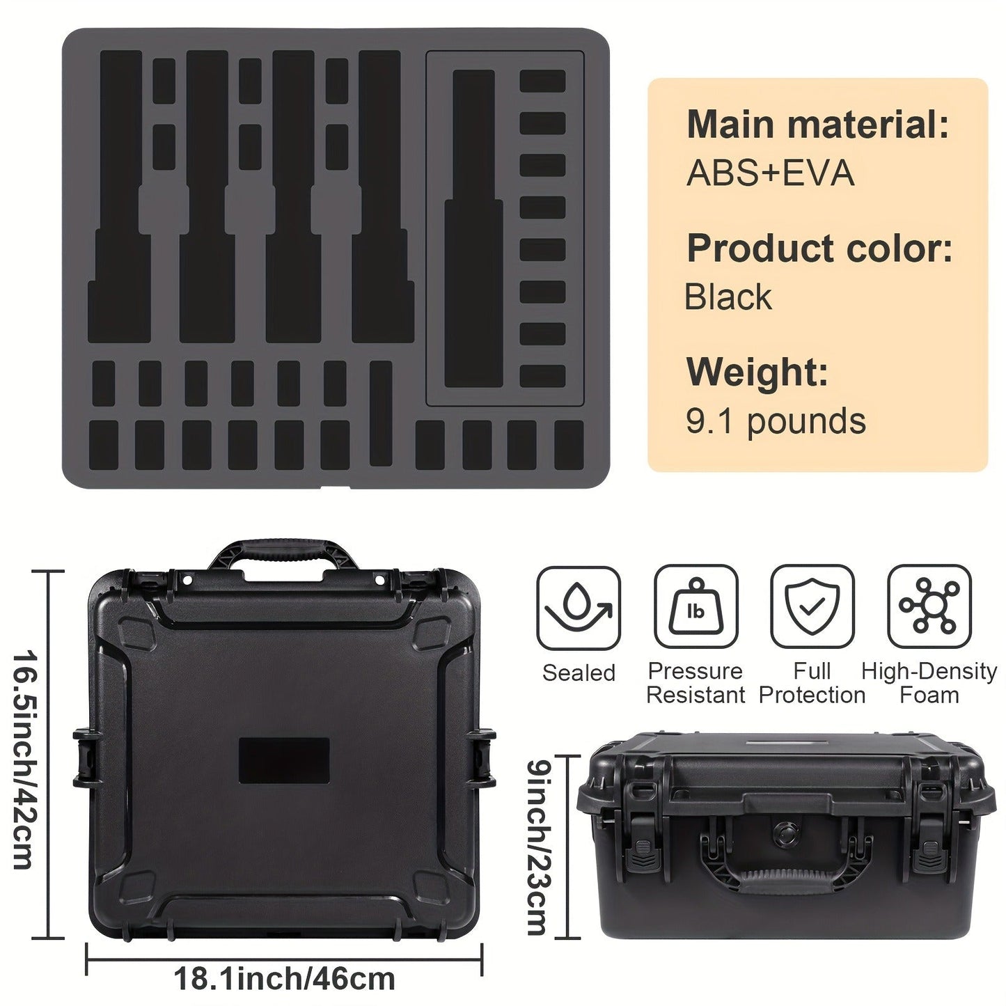 Hard Pistol Case Holds 5 Handguns & 30 Magazines – Lockable Travel Gun Case with Pre-Cut Foam, Silica Gel Canister, ABS Hard Shell