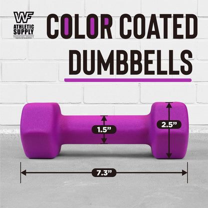 Neoprene Dumbbells Pair with Non-Slip Hex Shape – Color-Coded Hand Weights for Women & Men, Strength Training, Home Gym & Aerobics