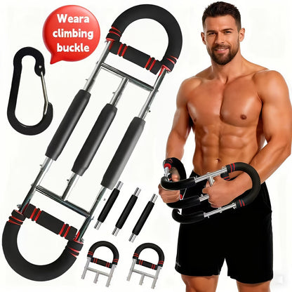 Arm Strength Trainer Three-Bar Chest Expander, Adjustable Multi-Level Resistance, Portable Detachable Forearm & Chest Workout Device