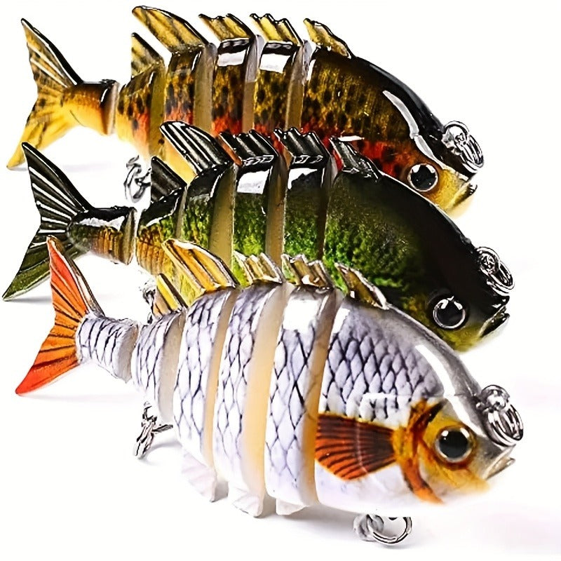 Fishing Lure Set 3pcs Realistic 6-Section Swimbait – Multi-Jointed Hard Bait for Bass, Trout, Pike & Freshwater Fish | Lifelike Swimming