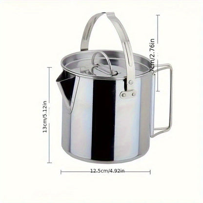 Stainless Steel Camping Kettle 1.2L Collapsible Hanging Portable Outdoor Teapot with Lid for Camping Hiking Picnic Backpacking Campfire