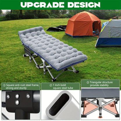 Heavy Duty Folding Camping Cot 75 Inch Portable Sleeping Bed with Carry Bag Guest Bed for Adults Outdoor Camping Hiking Home Use Gray Wine