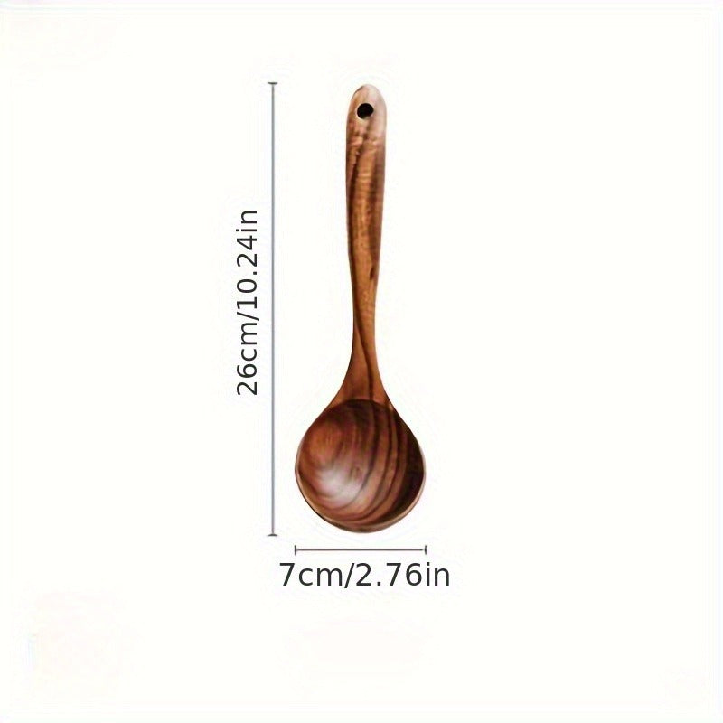 Kitchen Utensils by MARSHJOPRIAN, 3-Piece Teak Wood Spoon Set with Cooking Spoon, Rice Paddle and Polished Handles