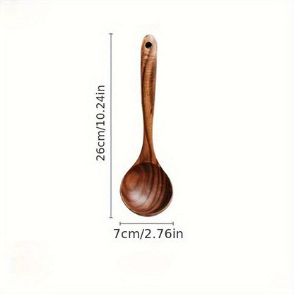 Kitchen Utensils by MARSHJOPRIAN, 3-Piece Teak Wood Spoon Set with Cooking Spoon, Rice Paddle and Polished Handles