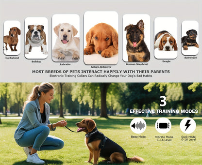 Smart Dog Training Collar with Remote – 3 Training Modes with Training Icons Electric Shock Collar Receiver Function for Large & Medium Dogs