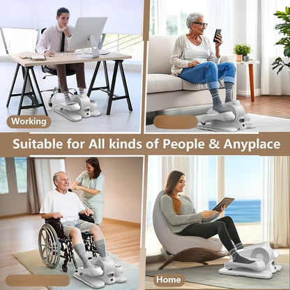 Under Desk Elliptical Machine – 12-Speed Electric Seated Leg Exerciser, Quiet & Portable Foot Pedal Trainer with Remote