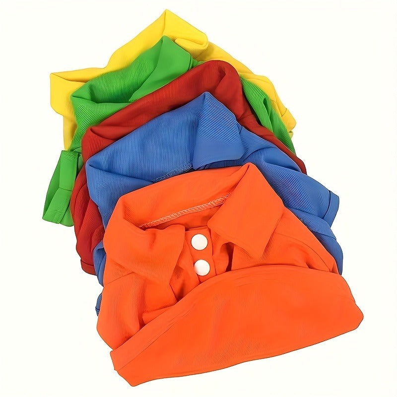 Dog Polo Shirt 6-Pack Collared T-Shirt Breathable Pullover – 100% Polyester All-Season Pet Outfit for Small Medium Dogs & Cats
