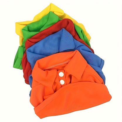 Dog Polo Shirt 6-Pack Collared T-Shirt Breathable Pullover – 100% Polyester All-Season Pet Outfit for Small Medium Dogs & Cats