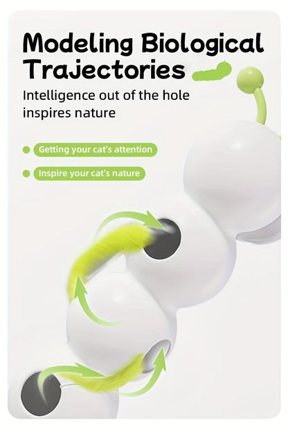Automatic Caterpillar Cat Toy Interactive Electric Teaser for Indoor Cats – Self-Moving Worm Chasing Toy Stimulates Hunting Instincts Keeps