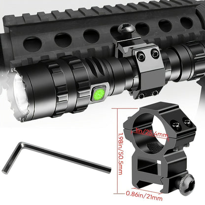 Picatinny Rail Flashlight 2 Pack – High Lumen Tactical Torch, 5 Modes, USB Rechargeable, 20mm Rail Mount, Wrist Strap & Remote Switch