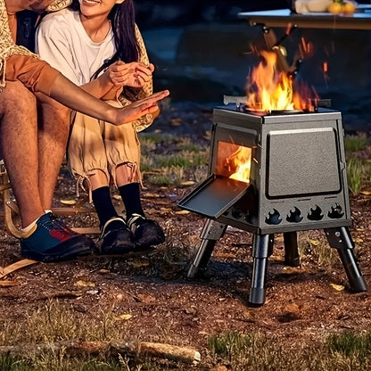 Camping Wood Stove Portable Wood Burning Stove – Outdoor BBQ Rocket Stove for Hiking Picnic Survival Cooking