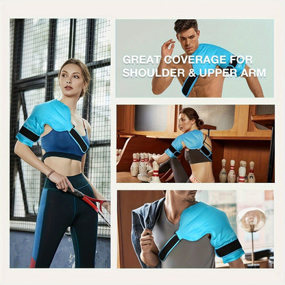 Shoulder Ice Pack Wrap Hot Cold Therapy Gel Pack Reusable Rotator Cuff Compress Adjustable Strap Hands-Free Pain Relief for Athletes Gym