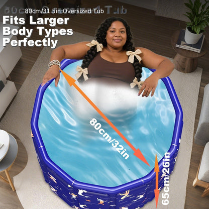 Foldable Bathtub 130 Gallon XL Deep Soak Tub for Adults, Ice Bath & Hot Spa, Indoor Outdoor, One-Piece Fold-Flat Design 31.5"x31.5"x26"