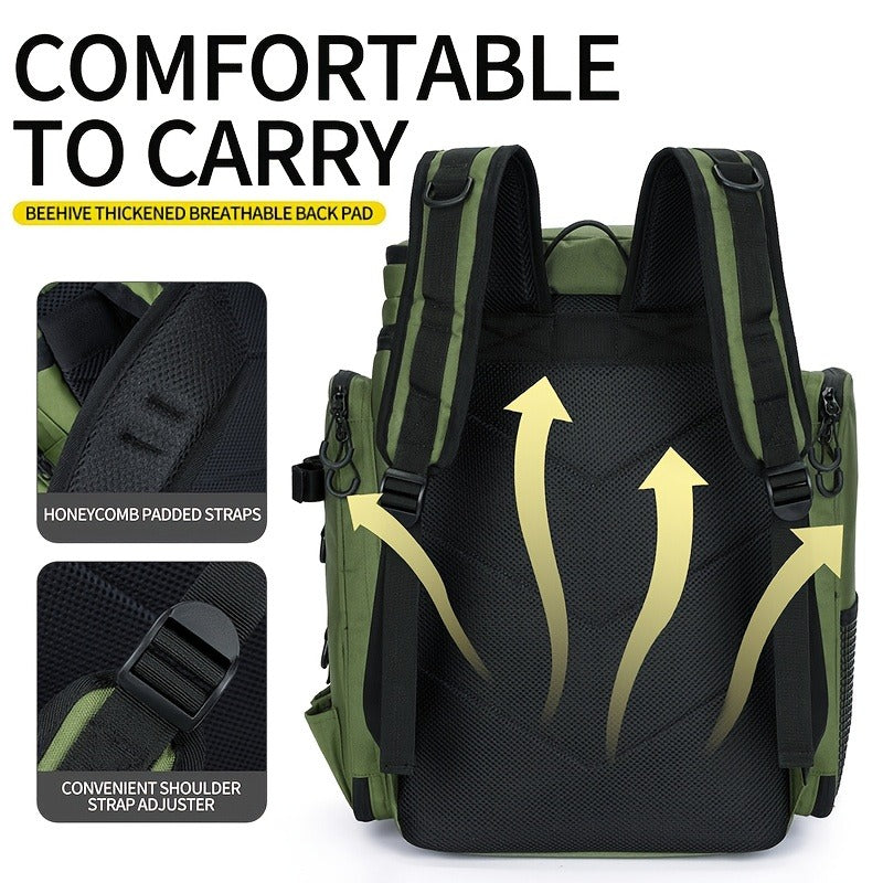 Fishing Backpack with Rod Holder 45L – Large Capacity Outdoor Tackle Bag, Waterproof Travel Shoulder Pack for Fishing Camping Hiking