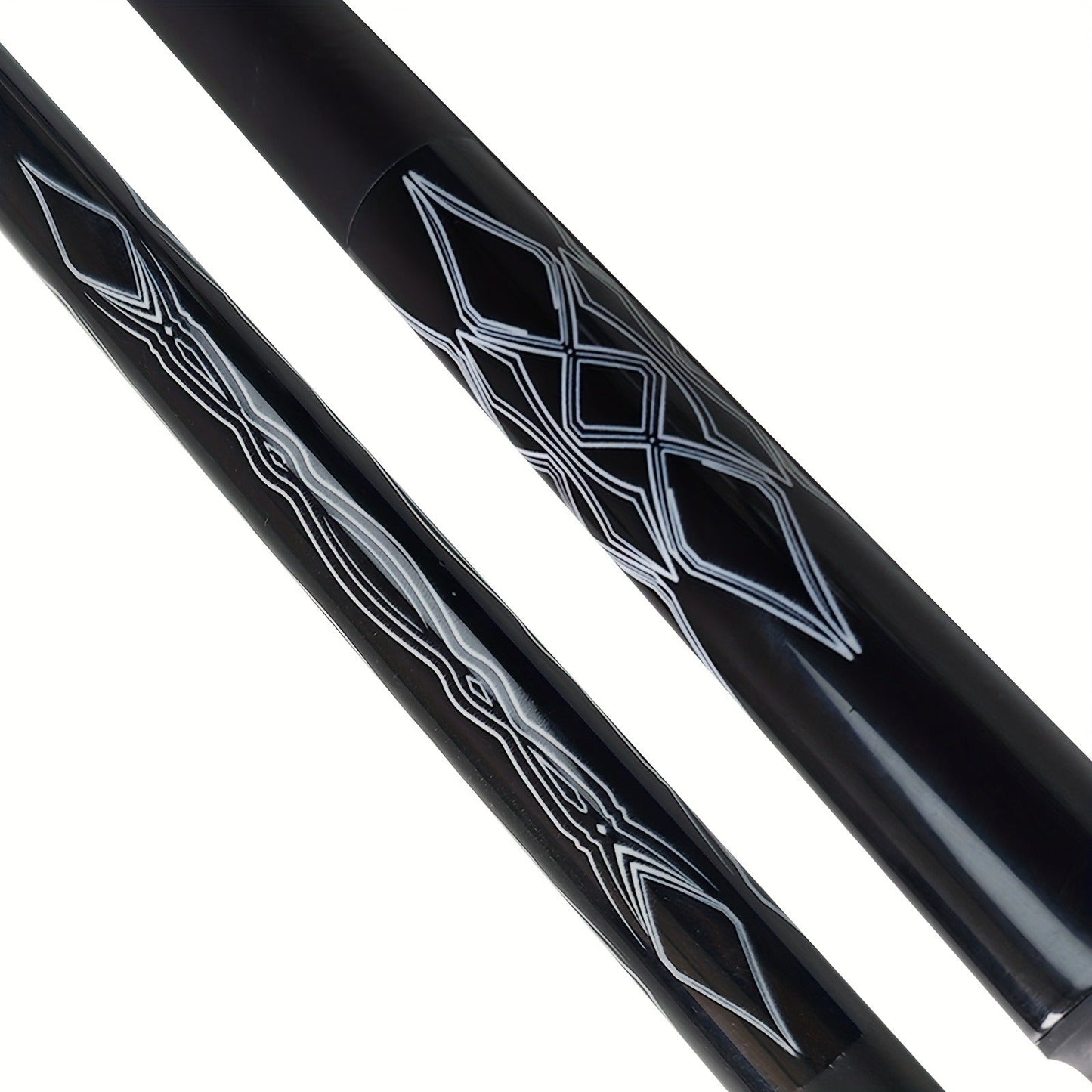 57-Inch Carbon Fiber Pool Cue with 13mm Tip, Two-Piece Black Patterned Design and Metal Joint