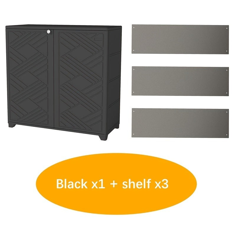 Outdoor Storage Cabinet with Doors & Metal Shelves, for Garden, Patio and Yard Use, with the Listed Configuration