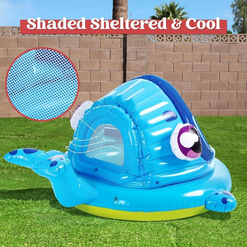 Inflatable Kiddie Pool with Sun Shade Canopy, Whale Baby Splash Pool Tent for Toddlers for Garden, Patio and Yard Use