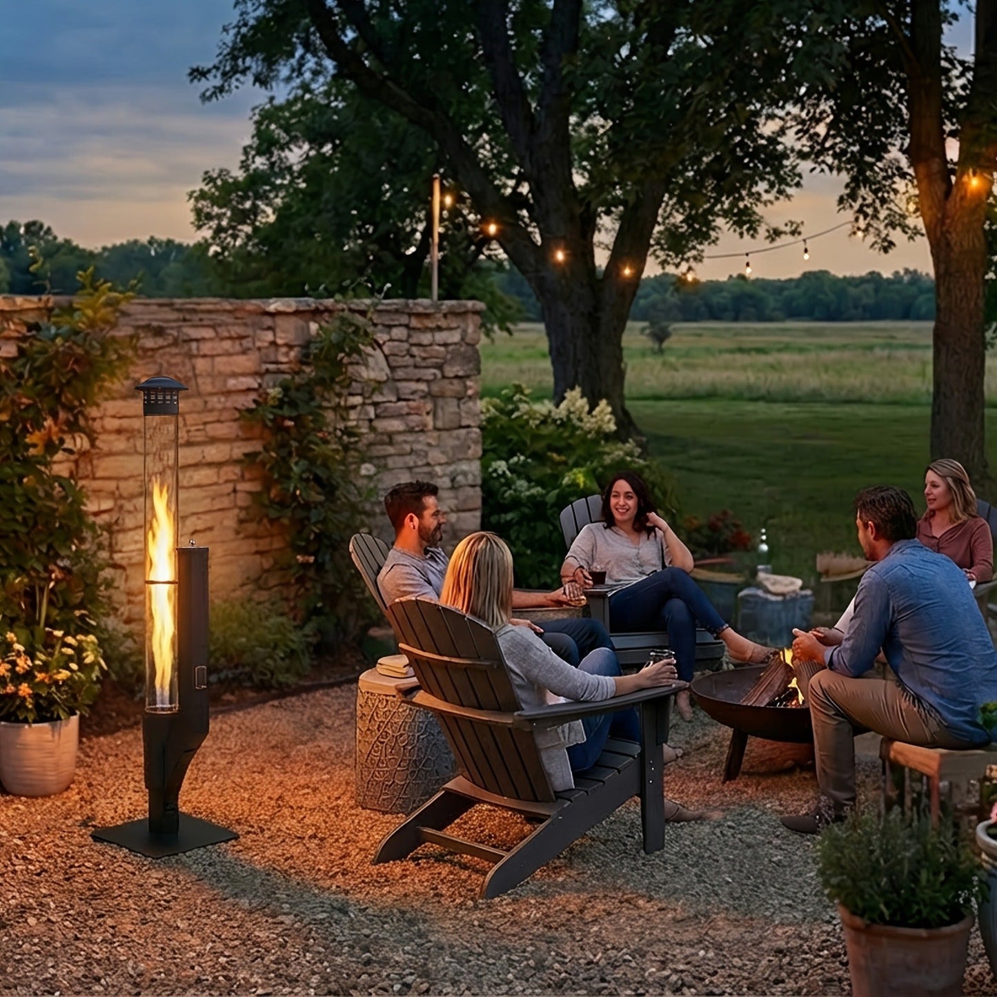 Outdoor Wood Pellet Patio Heater 56 Inch, Smokeless Portable Pellet Stove with Rain Cap, Viewing Window & Ash Tray