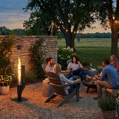 Outdoor Wood Pellet Patio Heater 56 Inch, Smokeless Portable Pellet Stove with Rain Cap, Viewing Window & Ash Tray