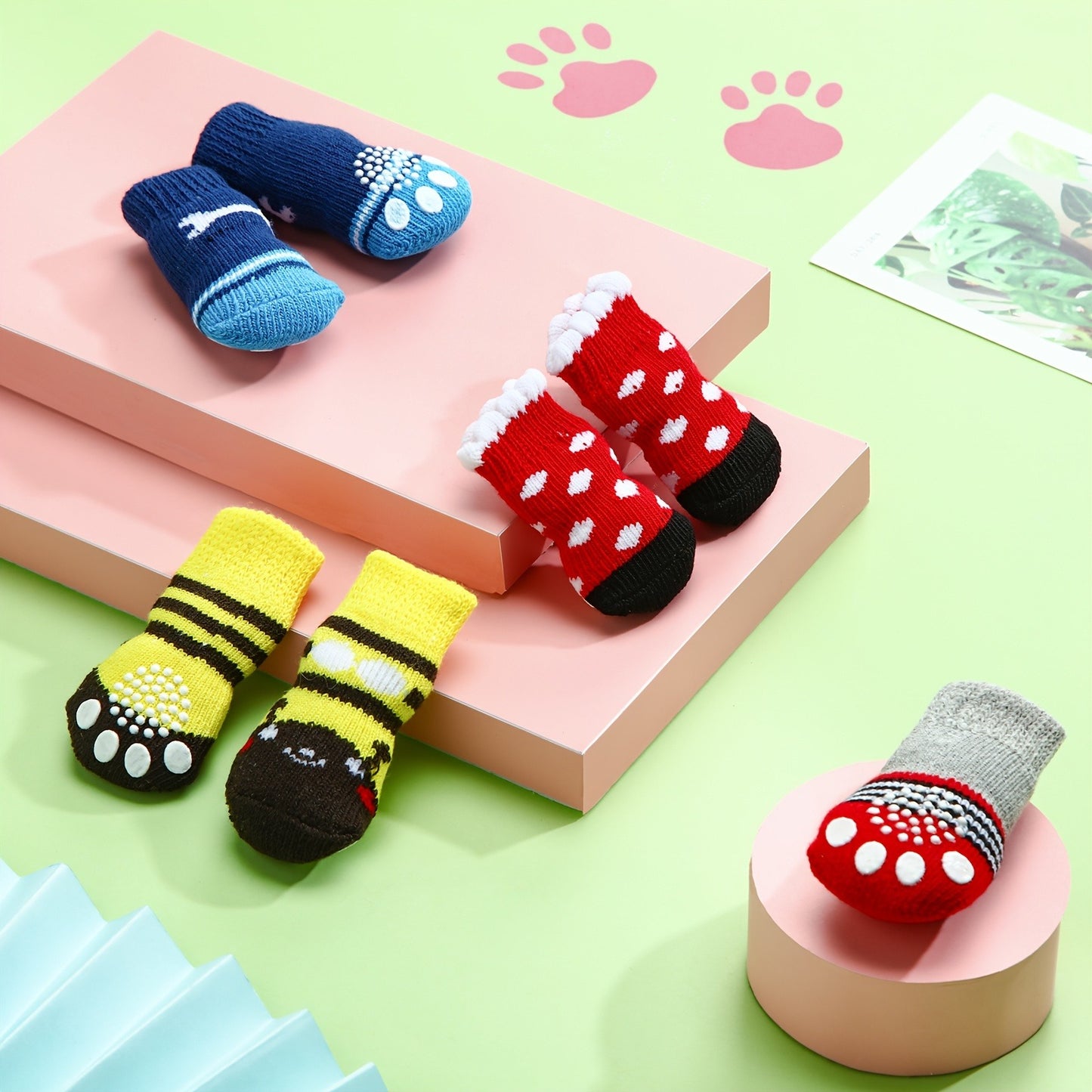 Non-Slip Dog Socks 24-Pack 6 Styles Paw Protector with Traction Control – Anti-Slip Pet Puppy Socks for Hot Pavement