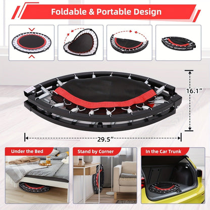Mini Trampoline Rebounder 40" for Adults 330LB Capacity with Balance Bar Indoor Outdoor Fitness Cardio Exercise Trampoline