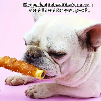 Dog Chew Treats Chicken & Duck Wrapped Cowhide Sticks – High Protein Beef Skin Stuffed Snacks, Long-Lasting, Easy to Digest