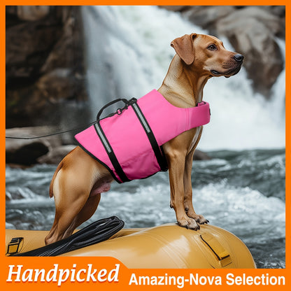 Dog Life Jacket Ripstop Swim Vest with Handle – Buoyancy Flotation Dog Life Vest for Swimming, Boating & Water Safety, Sizes XS to XL