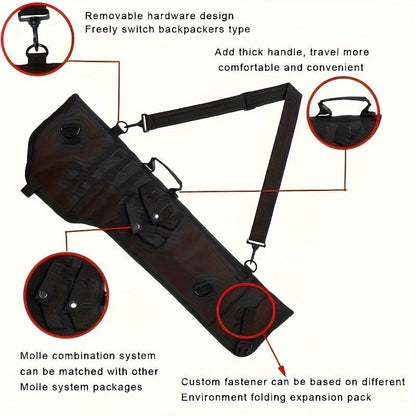 Tactical Gun Holster Sling Scabbard Bag, Water-Resistant Polyester Rifle Pistol Case with Ambidextrous Design and Adjustable Shoulder Strap