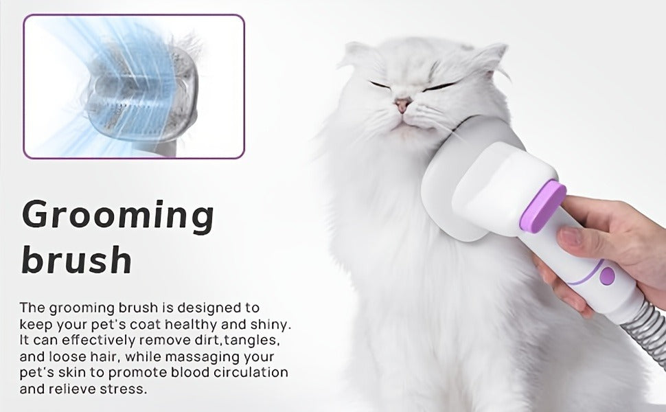 Pet Grooming Vacuum Kit with 2.5L Collection Cup, Electric Clipper, Hose and Four Pictured Tool Attachments