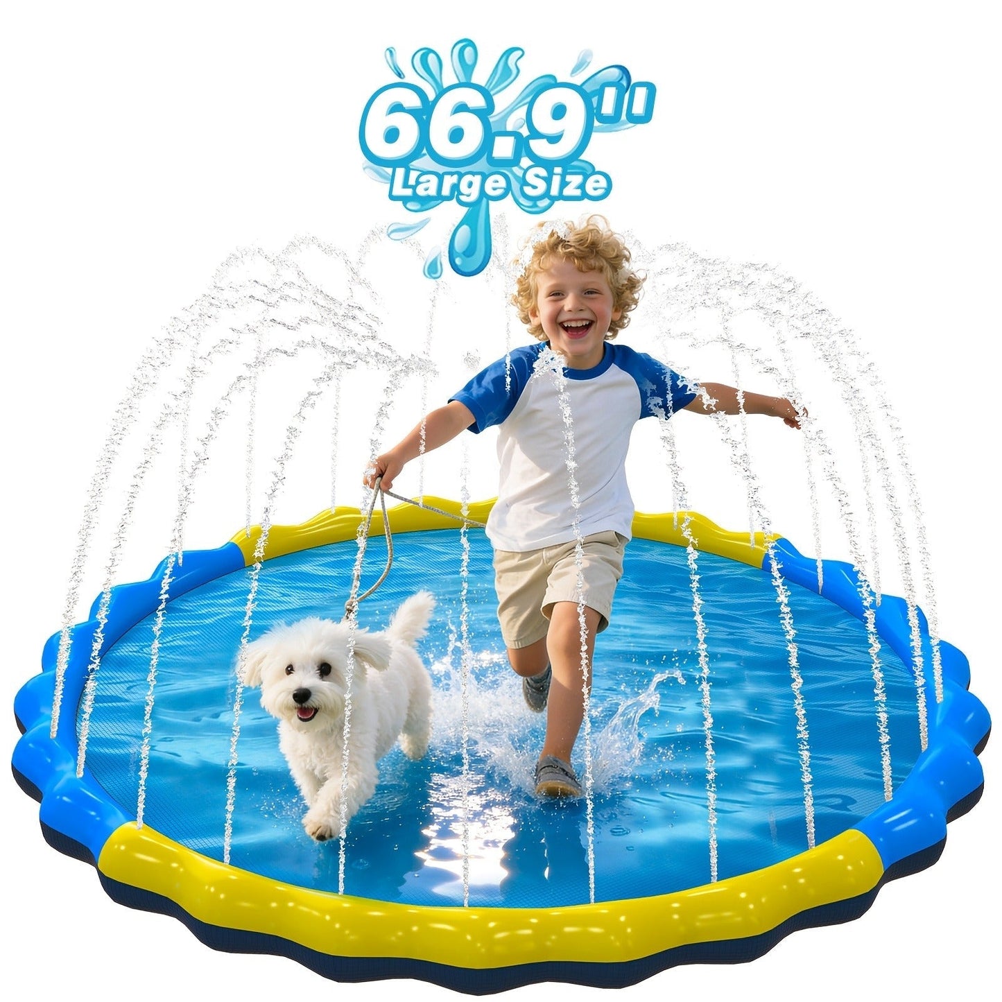 Splash Pad Sprinkler for Kids, Extra Large Inflatable Wading Pool Outdoor Water Play Mat Toy for Toddlers & Children Ages 3+