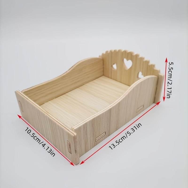 Hamster Cage Accessories 6-Piece Wooden Set – Running Wheel, Villa House, Swing, Nesting House for Hamsters Guinea Pigs Gerbils