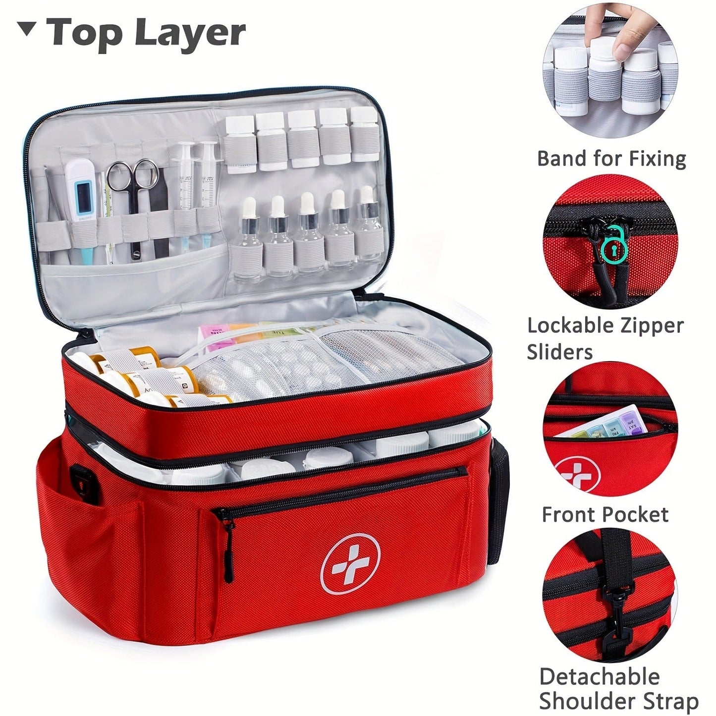 Medicine Storage Bag Organizer – Household First Aid Kit Bag, Portable Medicine Cabinet Basket with Compartments for Home