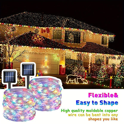 Two-Pack Solar Fairy String Lights, 104 Feet with 300 LEDs, Flexible Wire and Three Color Options