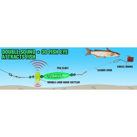 Catfish Rig Santee Cooper Float with Rattler 4pcs Set, Catfishing Tackle Rattle Float Rig for Bank Fishing