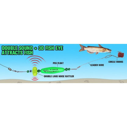 Catfish Rig Santee Cooper Float with Rattler 4pcs Set, Catfishing Tackle Rattle Float Rig for Bank Fishing