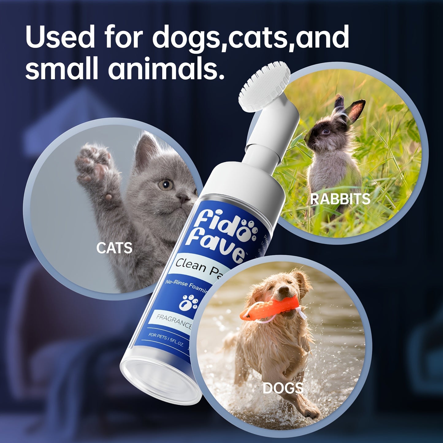Dog Paw Cleaner No-Rinse with Soft Brush – pH Balanced Paw Wash for Dogs & Cats, 5oz Gentle Grooming Cleanser in Lavender Chamomile