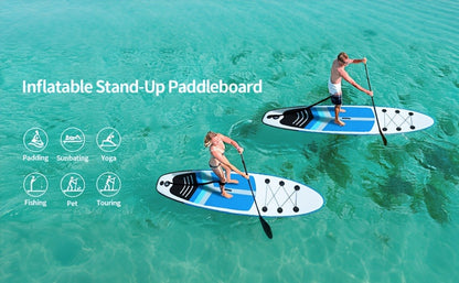 Inflatable Stand Up Paddle Board SUP Yoga Board 124'' x 31'' Wide Stance Non-Slip Deck with Paddle Pump Leash Carry Bag for Teens Adults