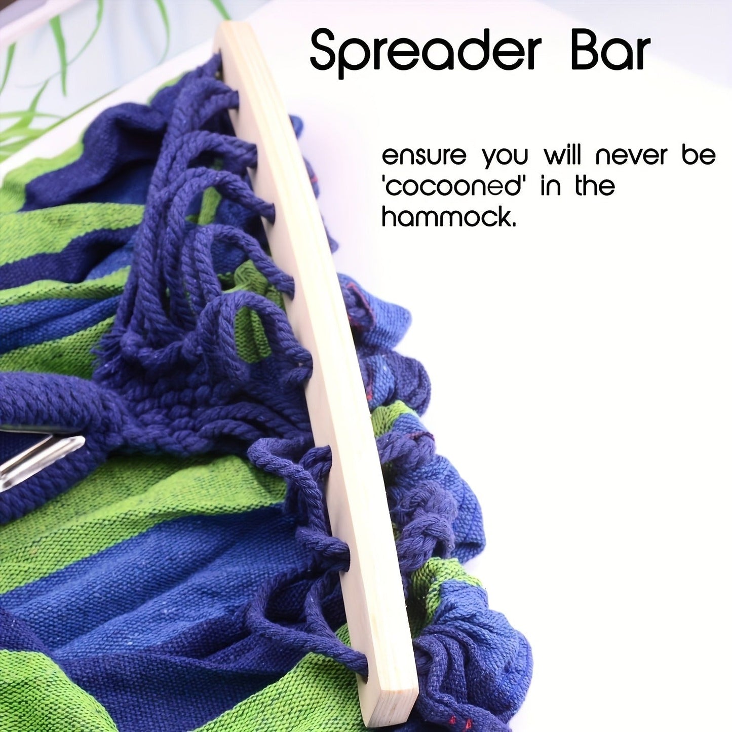 Woven Nylon-Style Hammock, 110 x 59 Inches with Two 118-Inch Ropes, Two D-Shaped Connectors and Carry Bag