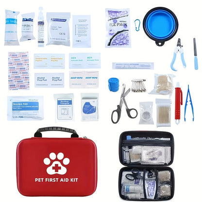 101-Piece Pet First Aid Kit with Portable Case – Multifunctional Emergency Dog & Cat Care Kit for Hiking, Camping, Backpacking