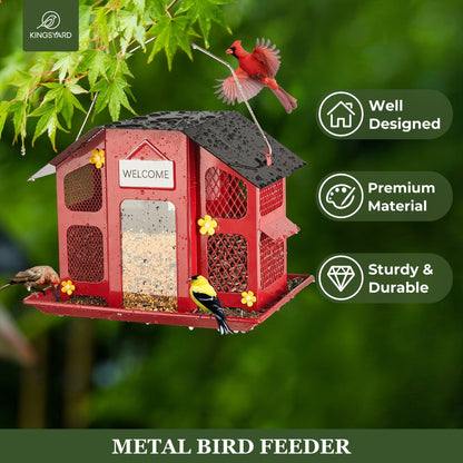 Metal Bird Feeder for Outside – 4 Lbs Large Capacity Hanging Wild Bird Feeder, for Garden, Yard and Pest Management