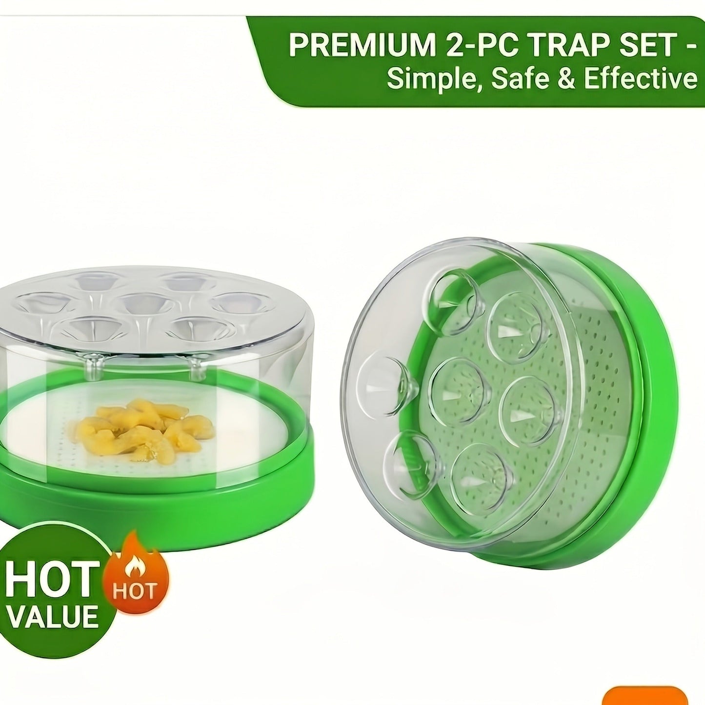 Flying Insect Trap 2 Pack – Non-Toxic Reusable Bug Catcher with 7 Holes, No Electricity, Safe for Home & Garden