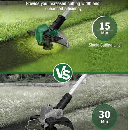 String Trimmer Cordless 2-in-1 Weed Wacker & Lawn Edger with Wheels, KIMO Brushless Motor 20000 RPM