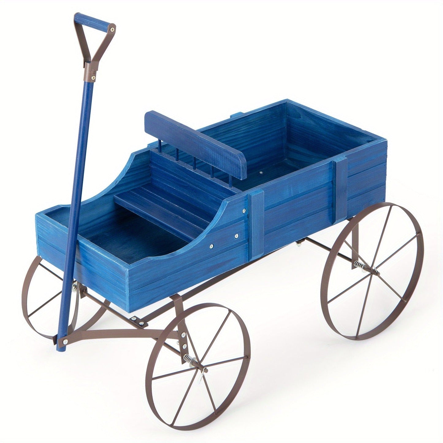 Wooden Flower Stand with 4 Wheels, Rolling Plant Trolley for Garden, Balcony & Terrace, for Garden, Patio and Yard Use