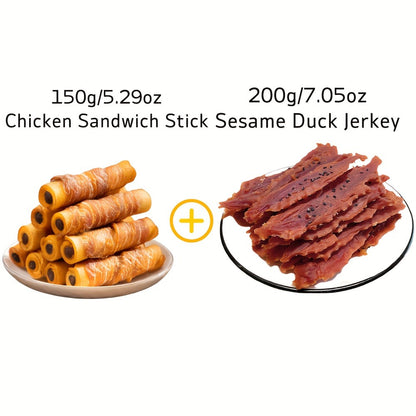 Sesame Duck Jerky Dog Treats 400g Mixed Flavor – Cheese Duck, Chicken Jerky & Sandwich Sticks, High Protein Low Fat