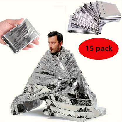 Emergency Mylar Thermal Blanket 52"x82" Reflective Foil Survival Blanket for Camping Hiking Outdoor First Aid Kit Weather Protection Ground