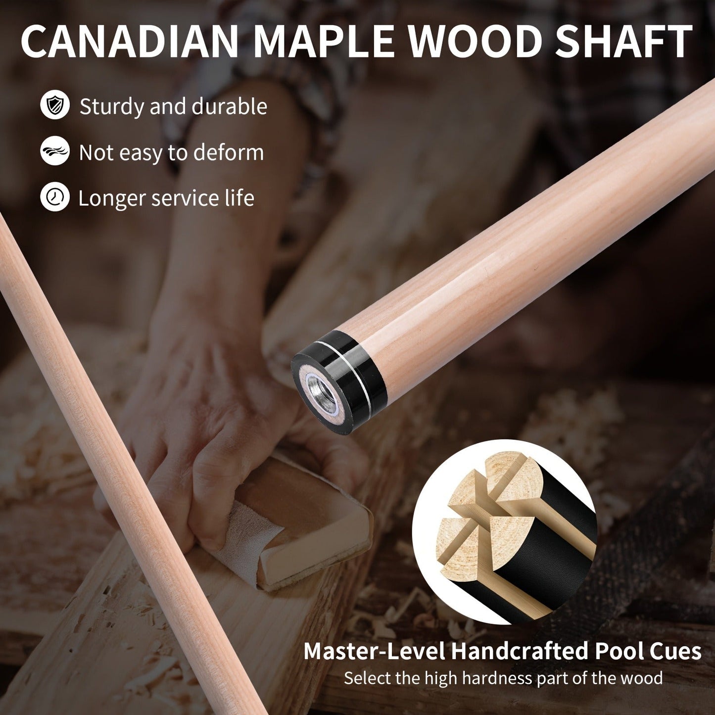 58-Inch Canadian Maple Pool Cue with 13mm Tip, 19oz or 20oz Weights and Multiple Color or Set Options