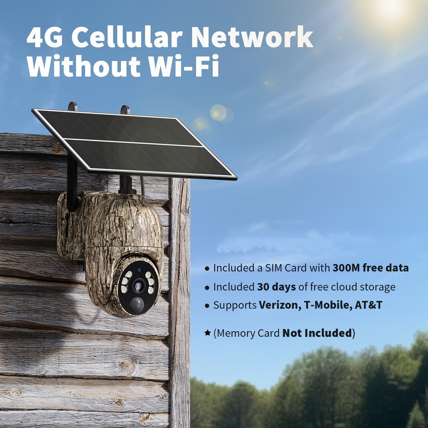 4G Cellular Game Camera Solar Powered – 2K Live View, 0.02s Motion Trigger, Night Vision, No WiFi Needed for Hunting & Wildlife