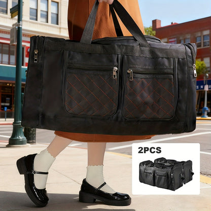Gym Duffel Bag Large Capacity Travel Bag for Men Women Heavy Duty Polyester Multi Pocket Adjustable Shoulder Strap Zipper Closure