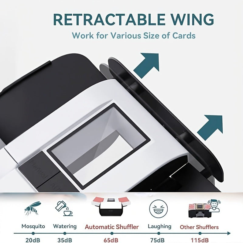 Automatic Card Shuffler USB Rechargeable 2000mAh Smart Sensor Dual Mode One-Button Start Hands-Free for Texas Hold'em Bridge Blackjack